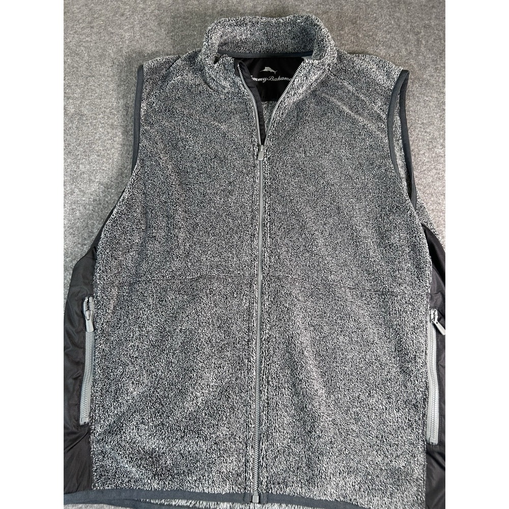 Tommy Bahama Men's Cascade Cozy Vest Coal Grey Plush Fleece